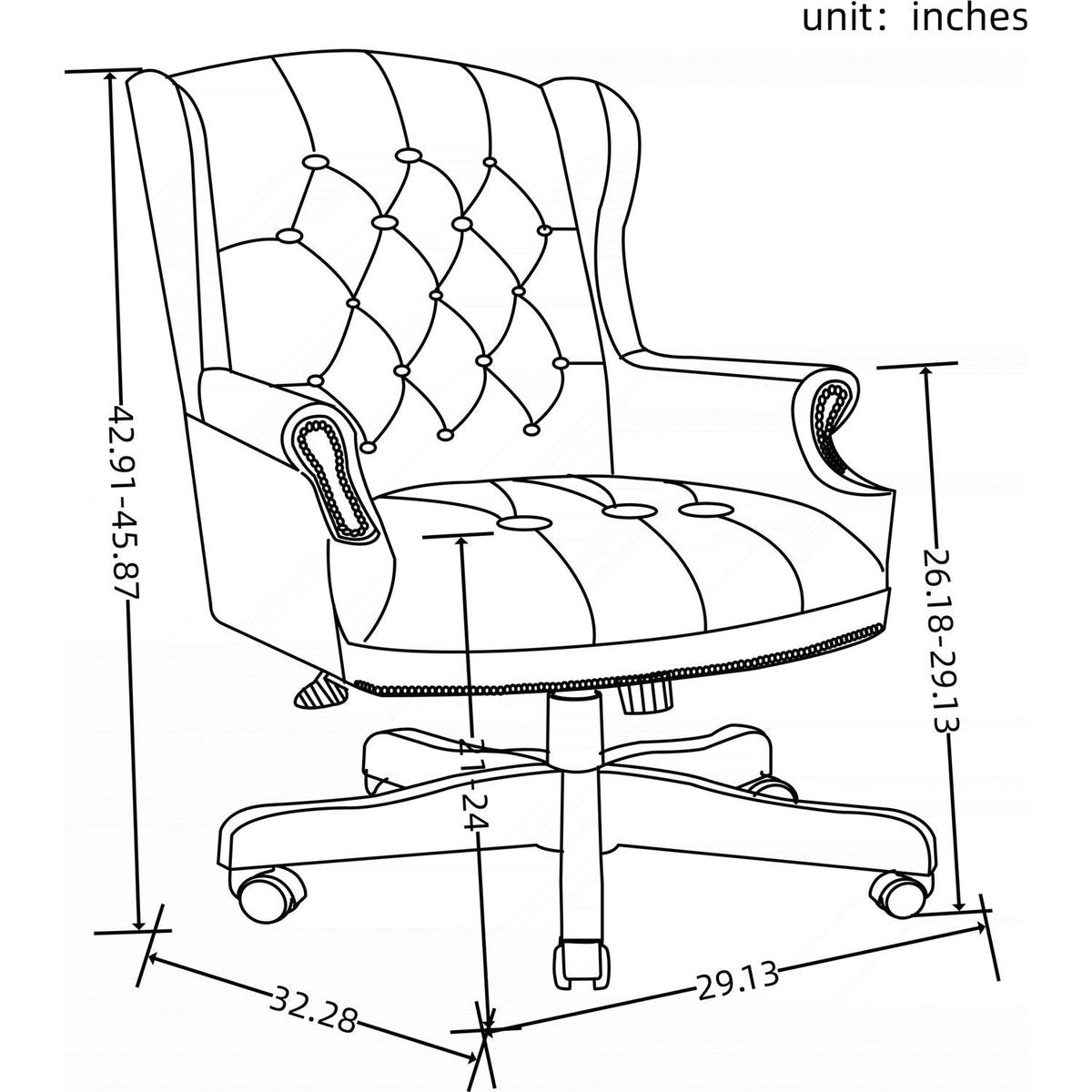 Executive Office Chair - High Back Reclining Comfortable Desk Chair - Ergonomic Design - Thick Padded Seat and Backrest - PU Leather Desk Chair with Smooth Glide Caster Wheels, 1 Pack Black