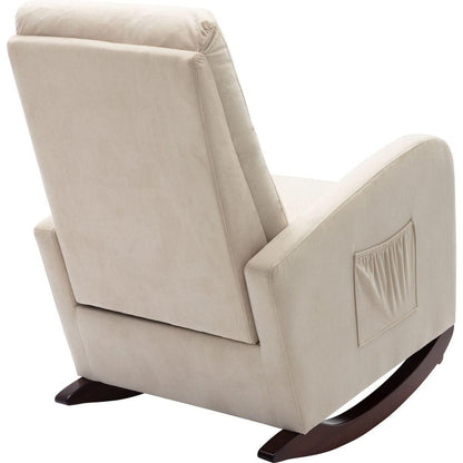 Baby Room High Back Rocking Chair Nursery Chair, Comfortable Rocker Fabric Padded Seat, Modern High Back Armchair