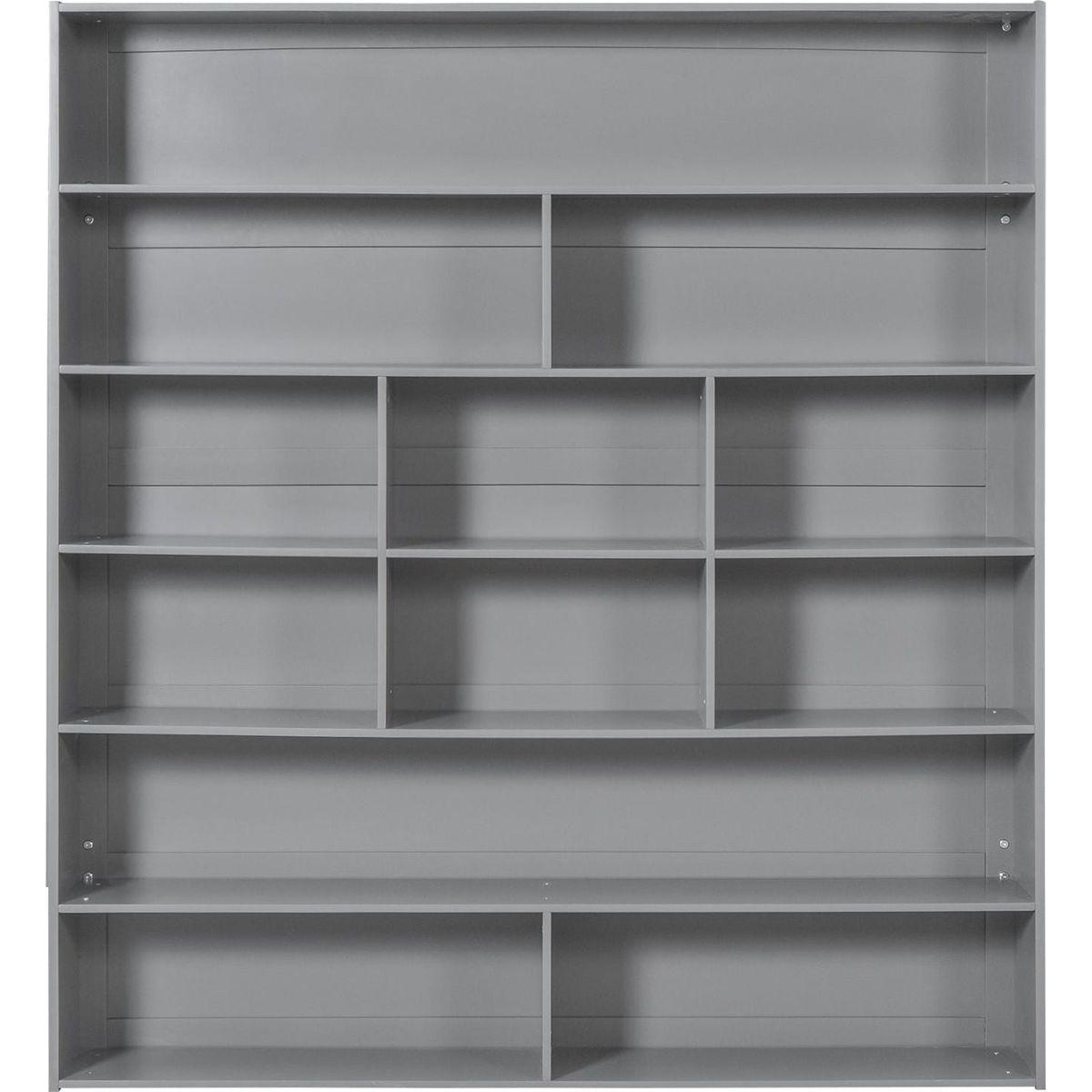 Full over Full Bunk Bed With 2 Drawers and Multi-layer Cabinet, Gray