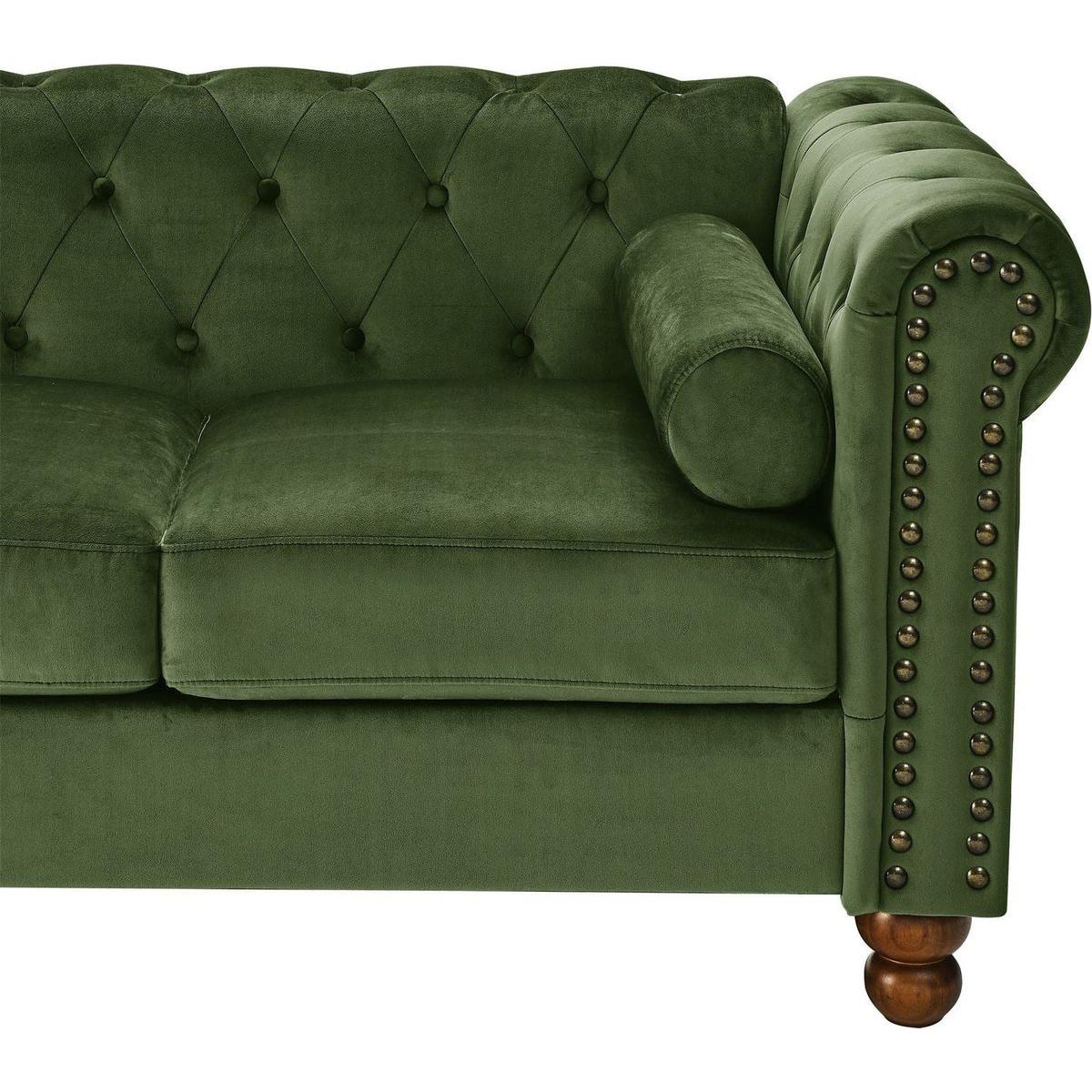 PHOYAL Large LOVE SEAT, Velvet Sofa TWO-seat Sofa Classic Tufted Chesterfield Settee Sofa Modern 2 Seater Couch Furniture Tufted Back for Living Room (Green)