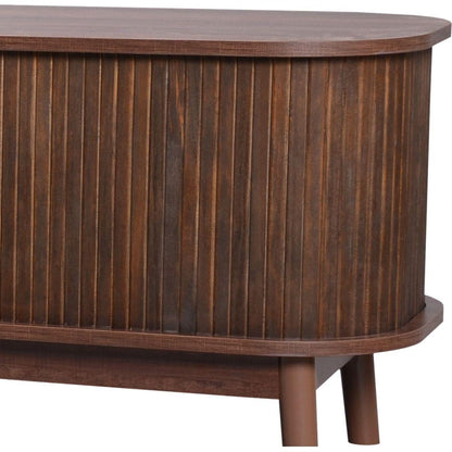 Rattan TV Stand for TVs up to 75", Modern Farmhouse Media Console, Entertainment Center with Solid Wood Legs, TV Cabinet for Living Room,Home Theatre