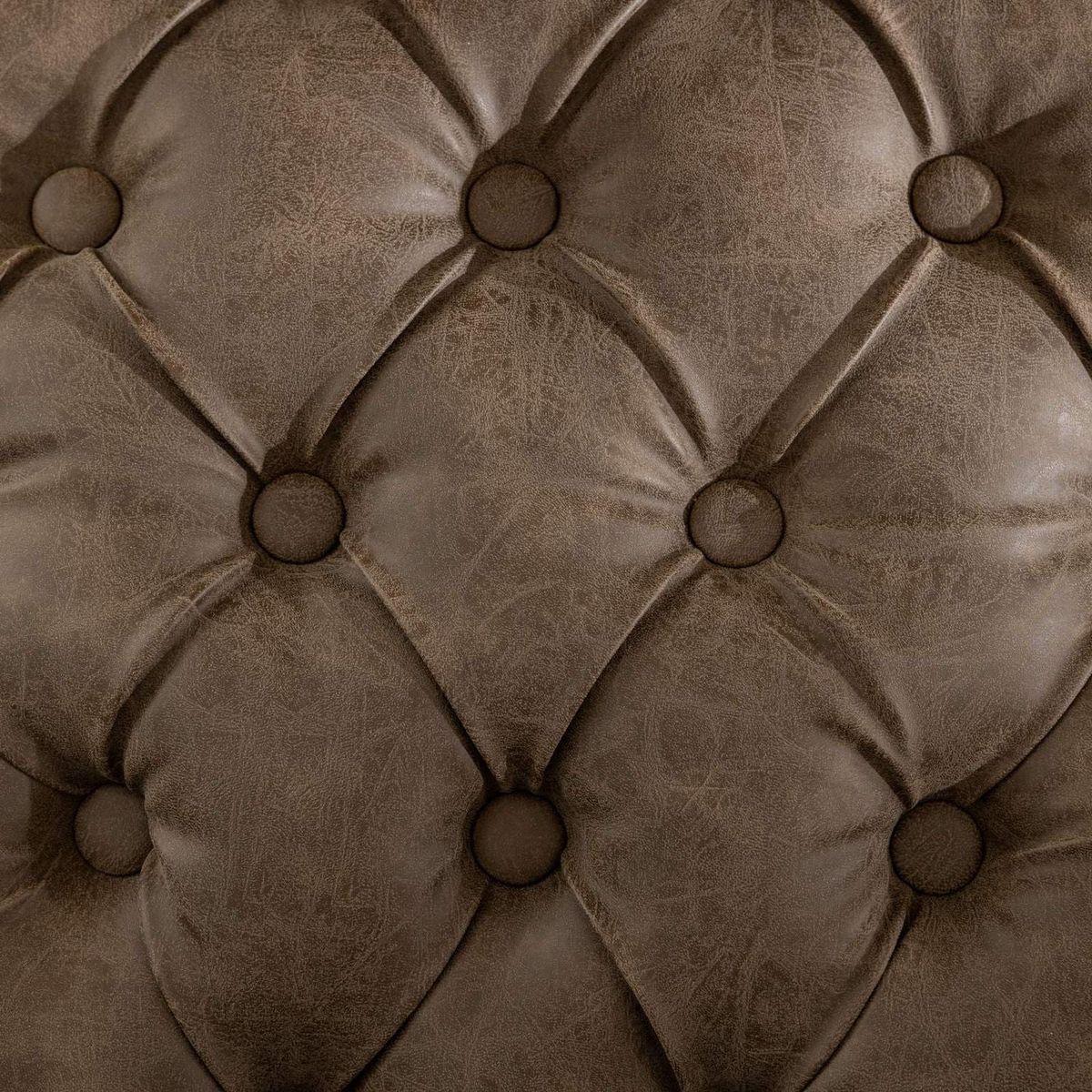 French Style Solid Wood Frame Antique Painting,Hand-pulled buckle decoration PU artificial leather Dining Chair with Nailhead Trim, Wood Legs,Density Foam,Steel Spring inner,Set of 2,Brown