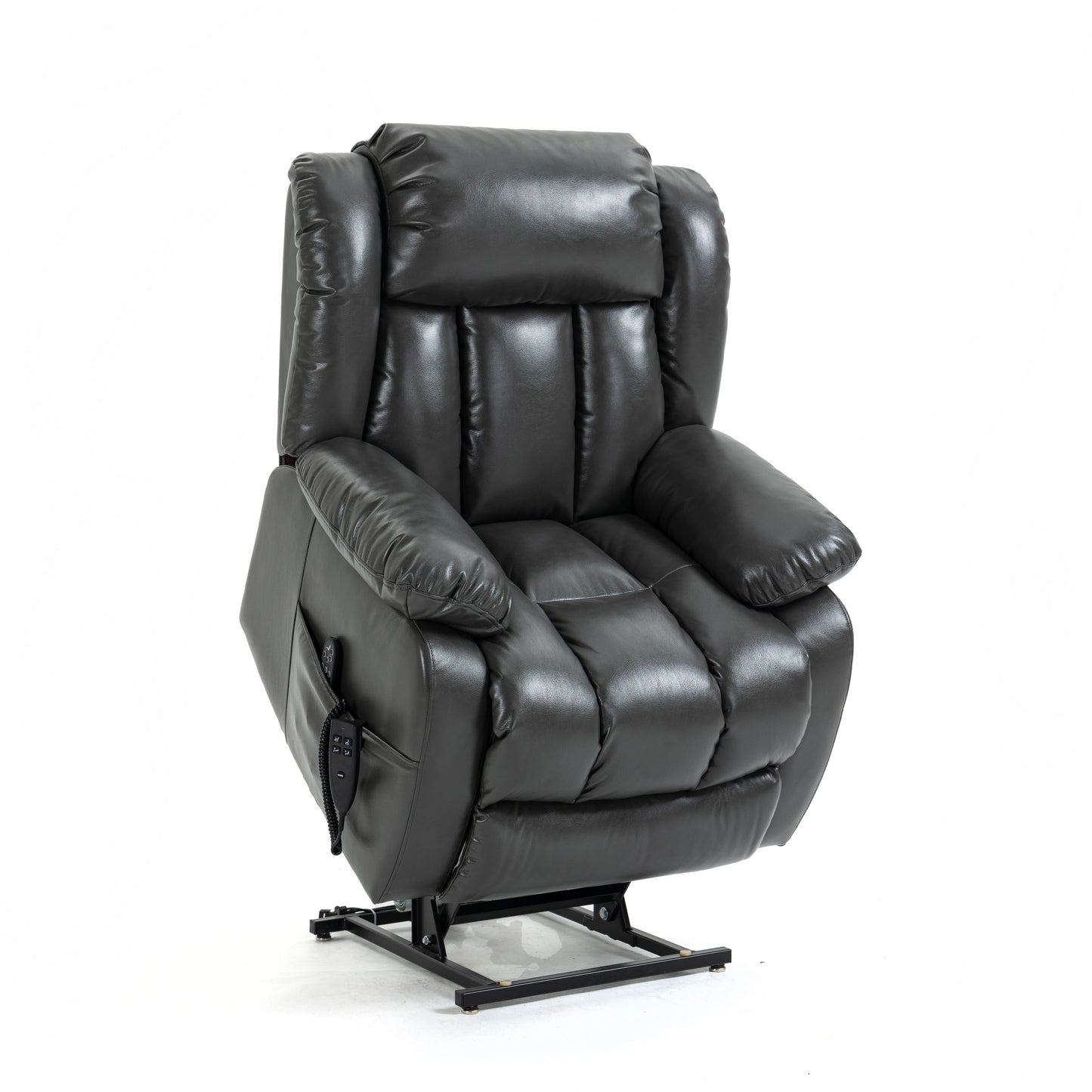 Dual Motor Infinite Position Up to 350 LBS Electric Medium size Grey Power Lift Recliner Chair with 8-Point Vibration Massage and Lumbar Heating