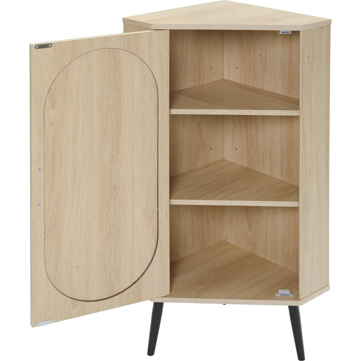 Corner cabinet, Rattan door,Freestanding Corner Tables For Small Spaces, Corner Shelf Stand For Living Room, Kitchen, Bathroom, Bedroom
