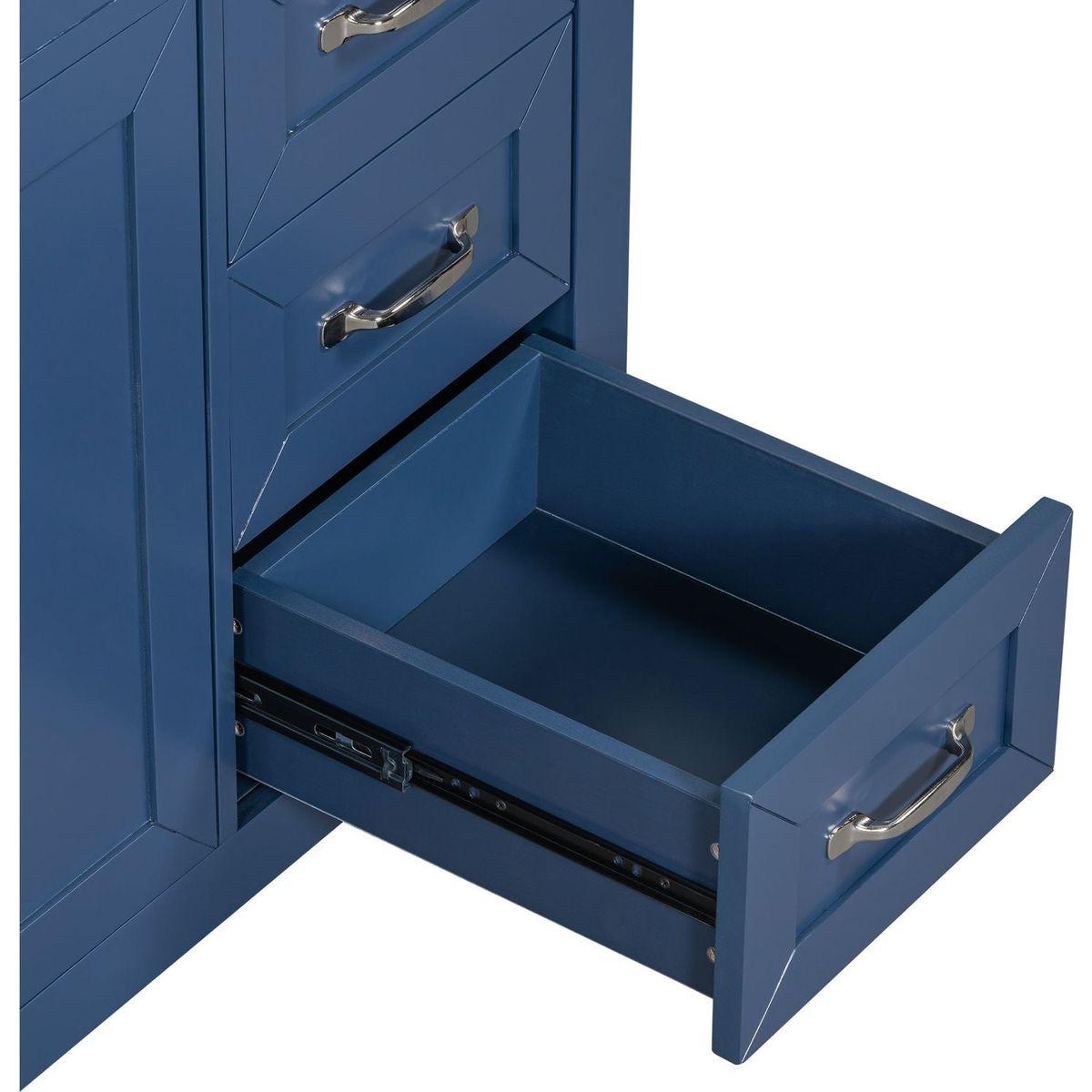 36" Bathroom Vanity without Sink, Cabinet Base Only, Bathroom Cabinet with Drawers, Solid Frame and MDF Board, Blue