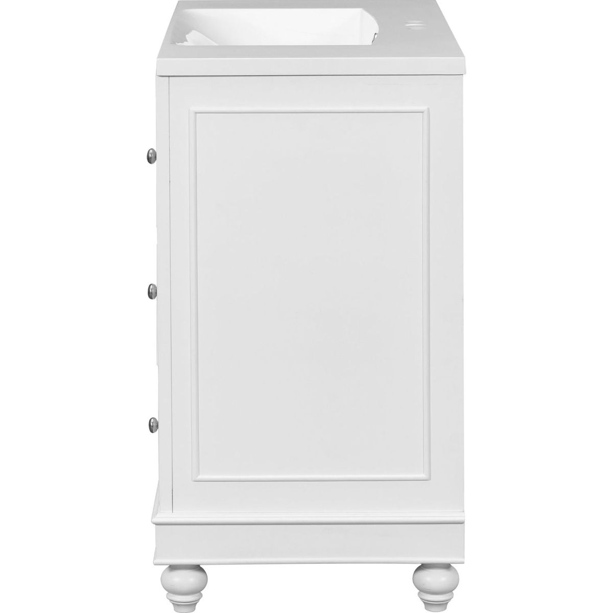 Contemporary White Bathroom Vanity Cabinet - 36x18x34 inches, 4 Drawers & 1 Cabinet Door, Multipurpose Storage, Resin Integrated Sink, Adjustable Shelves, Solid Wood Frame with MDF