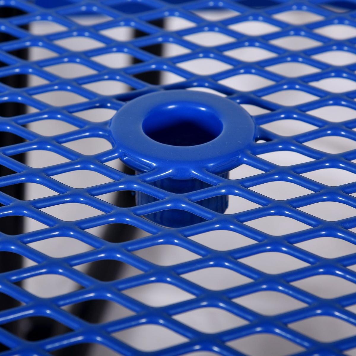 Round Outdoor Steel Picnic Table 46" blue, with umbrella pole