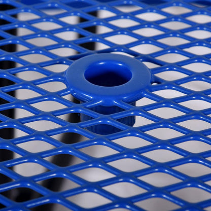 Round Outdoor Steel Picnic Table 46" blue, with umbrella pole