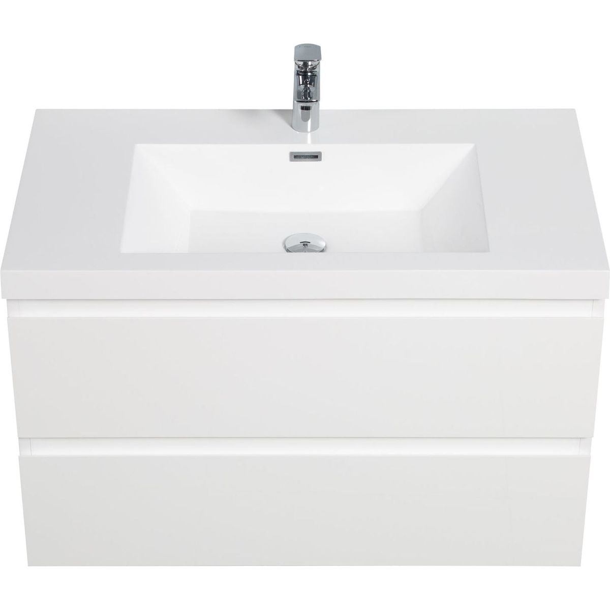 36" Floating Bathroom Vanity with Sink, Modern Wall-Mounted Bathroom Storage Vanity Cabinet with Resin Top Basin and Soft Close Drawers, Glossy White