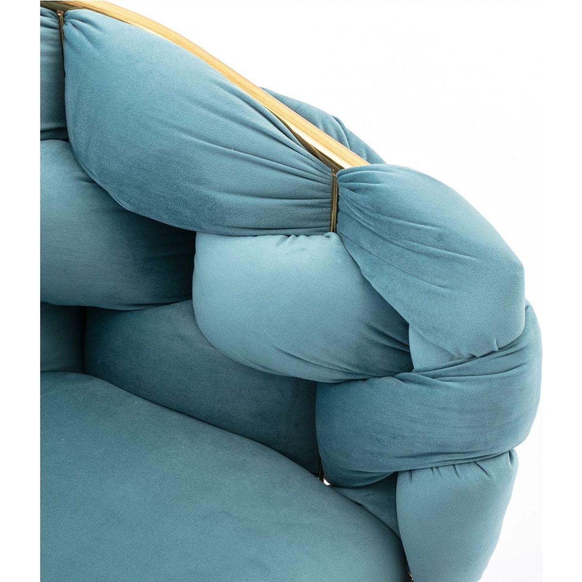 Luxury modern simple leisure velvet single sofa chair bedroom lazy person household dresser stool manicure table back chair blue