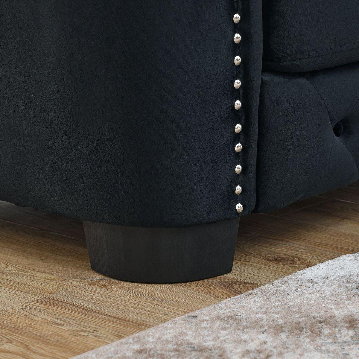 3-seater + 2-seater Combination sofa.Velvet black