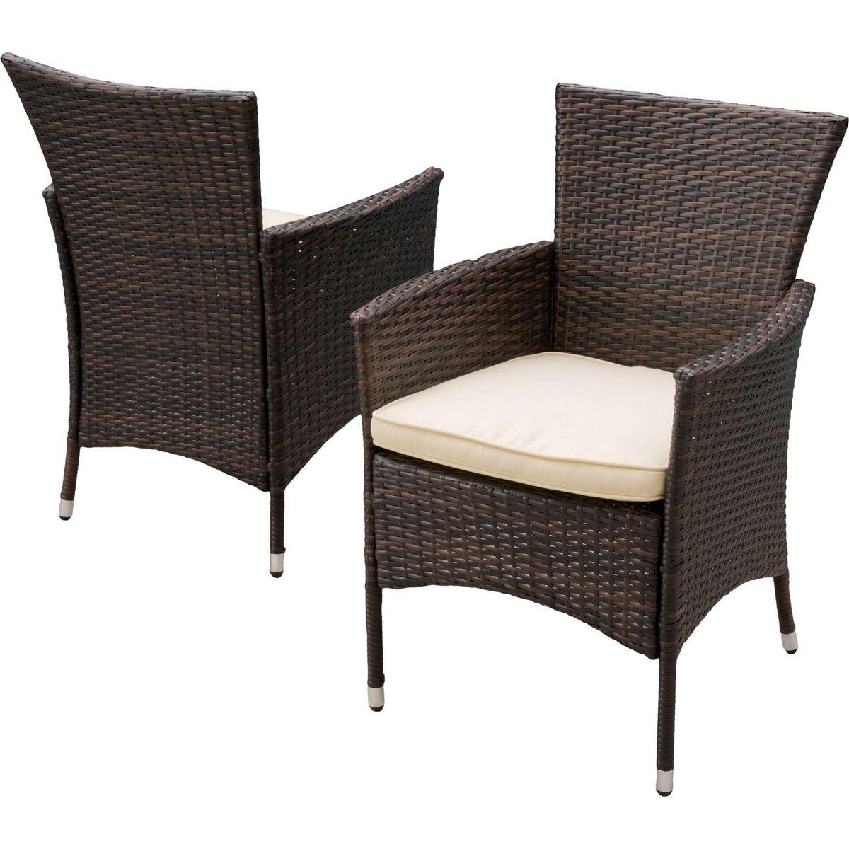 Clementine Outdoor Multibrown PE Wicker Dining Chairs (Set of 2)