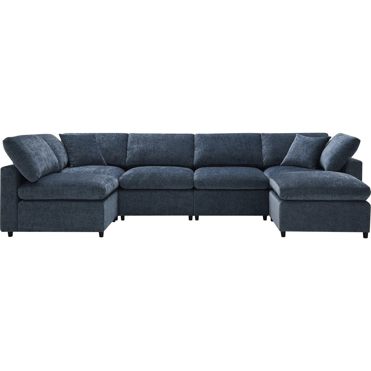 130x65" Modern Modular Cloud Sofa Bed, 6 Seat Chenille Sectional Couch Set with Ottoman,Free Combination,Convertible U Shaped Sleeper Sofa for Living Room, Apartment, 3 Colors