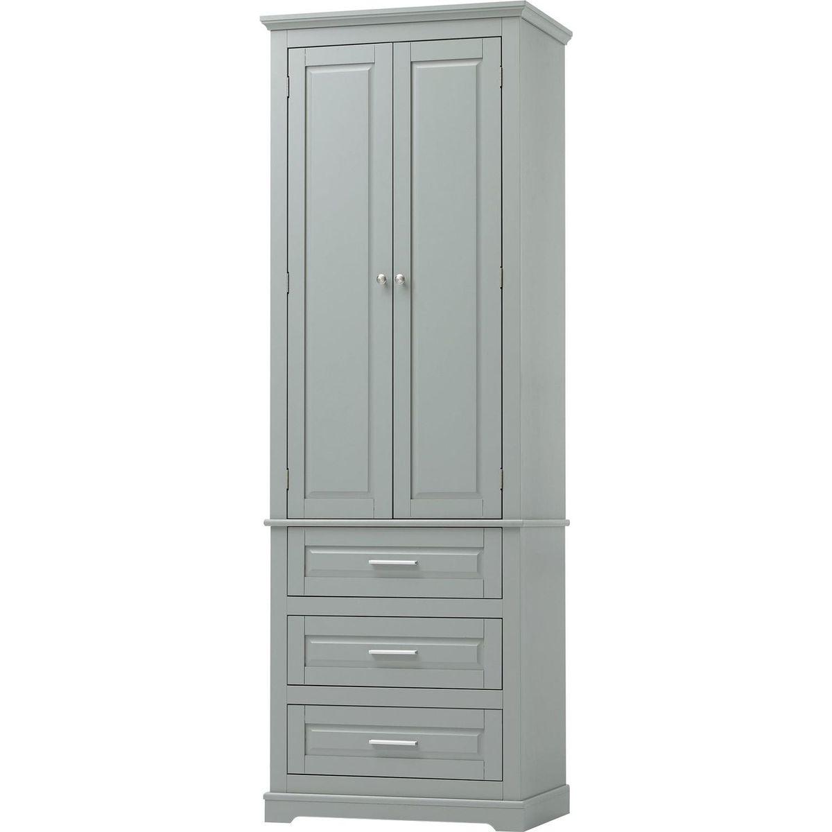 Tall Storage Cabinet with Three Drawers for Bathroom/Office, Grey