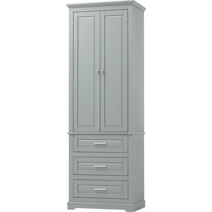 Tall Storage Cabinet with Three Drawers for Bathroom/Office, Grey