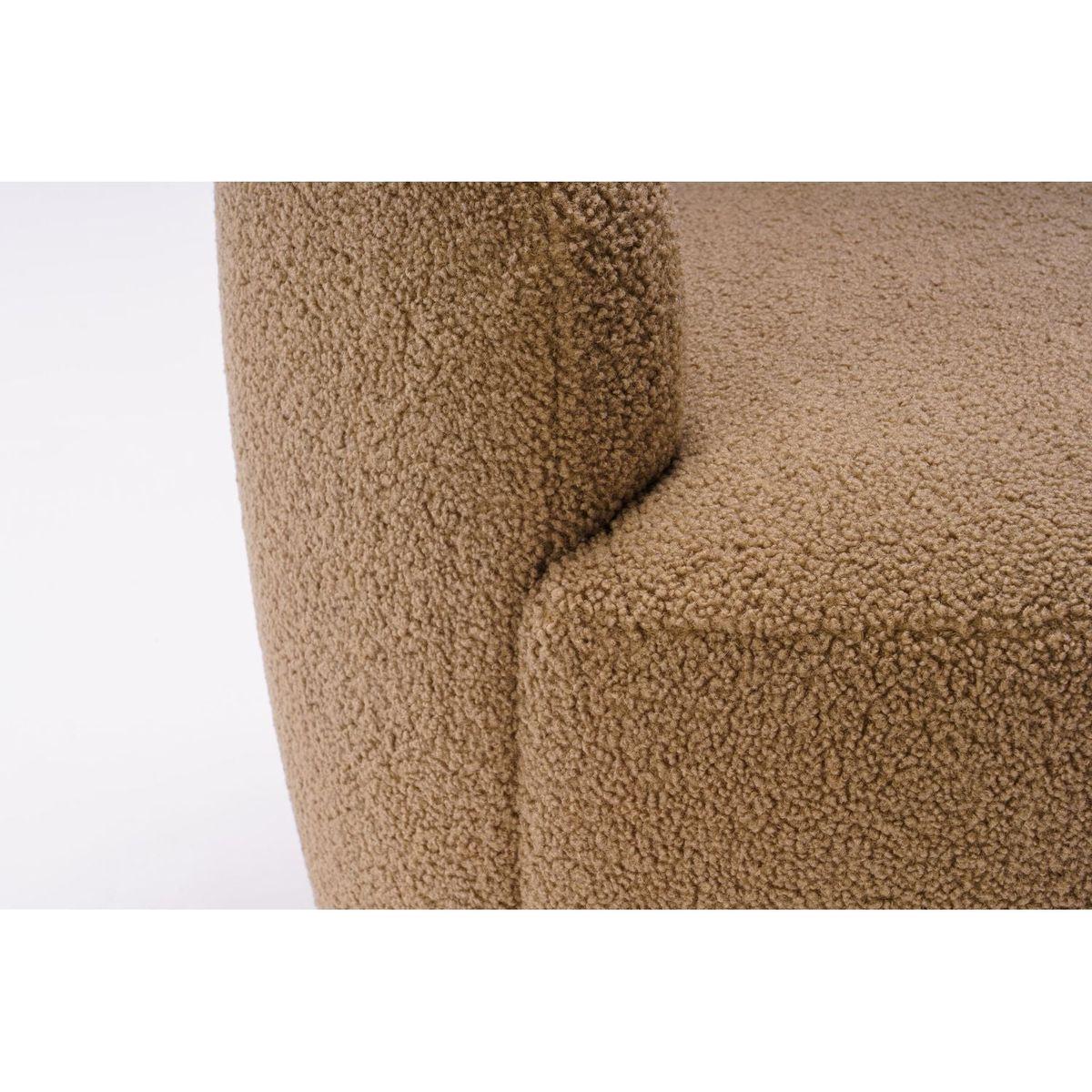 Teddy Fabric Swivel Accent Armchair Barrel Chair With Black Powder Coating Metal Ring,Coffee Brown