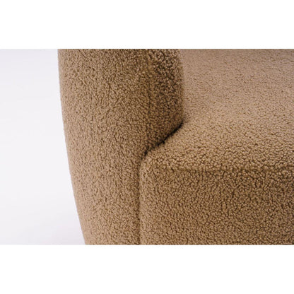 Teddy Fabric Swivel Accent Armchair Barrel Chair With Black Powder Coating Metal Ring,Coffee Brown