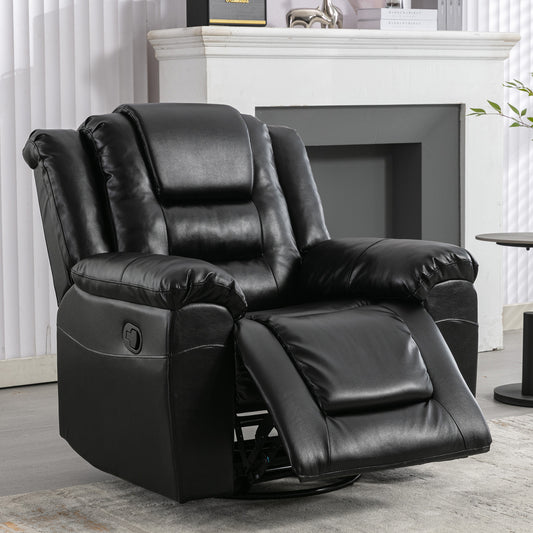 360Swivel and Rocking Home Theater Recliner Manual Recliner Chair with Wide Armrest for Living Room,Bedroom, Black