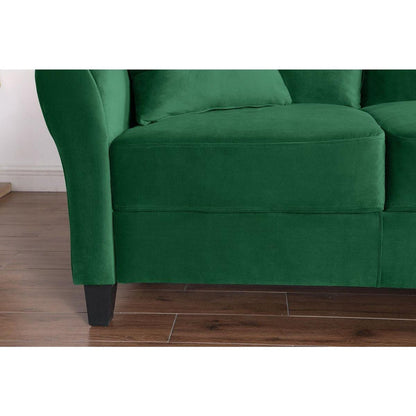 Modern Velvet Couch with 2 Pillow, 78 Inch Width Living Room Furniture, 3 Seater Sofa with Plastic Legs