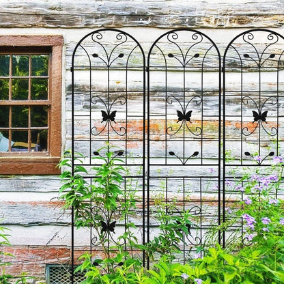 4 Pack Metal Garden Trellis 86.7" x 19.7" Rustproof Trellis for Climbing Plants Outdoor Flower Support Black