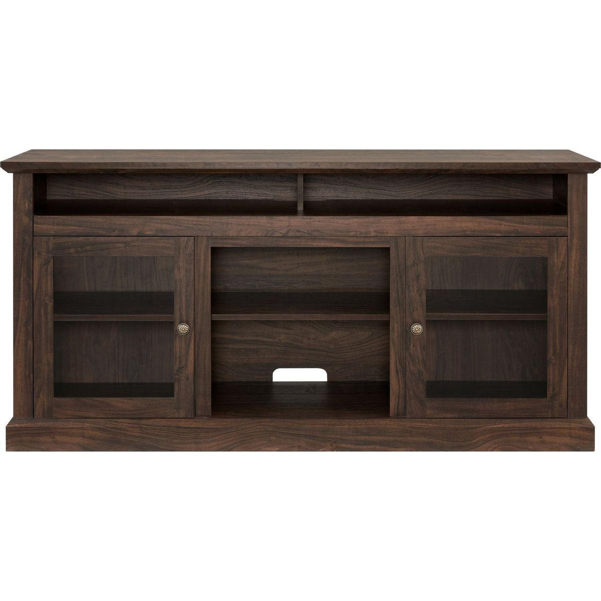 Contemporary TV Media Stand Modern Entertainment Console for TV Up to 65" with Open and Closed Storage Space, Brown, 60"Wx15.75"Dx29"H
