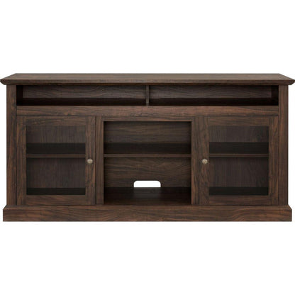 Contemporary TV Media Stand Modern Entertainment Console for TV Up to 65" with Open and Closed Storage Space, Brown, 60"Wx15.75"Dx29"H