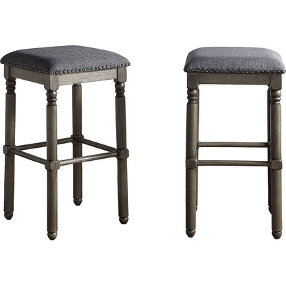 Arnhem Wood Upholstered Swivel Bar Stools, Set of 2, Grey