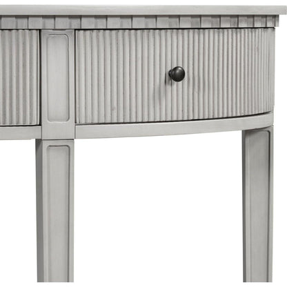 Distinctive Features of Pine Veneer Console Table with Vertical Stripe Drawer Fronts and Four Legs