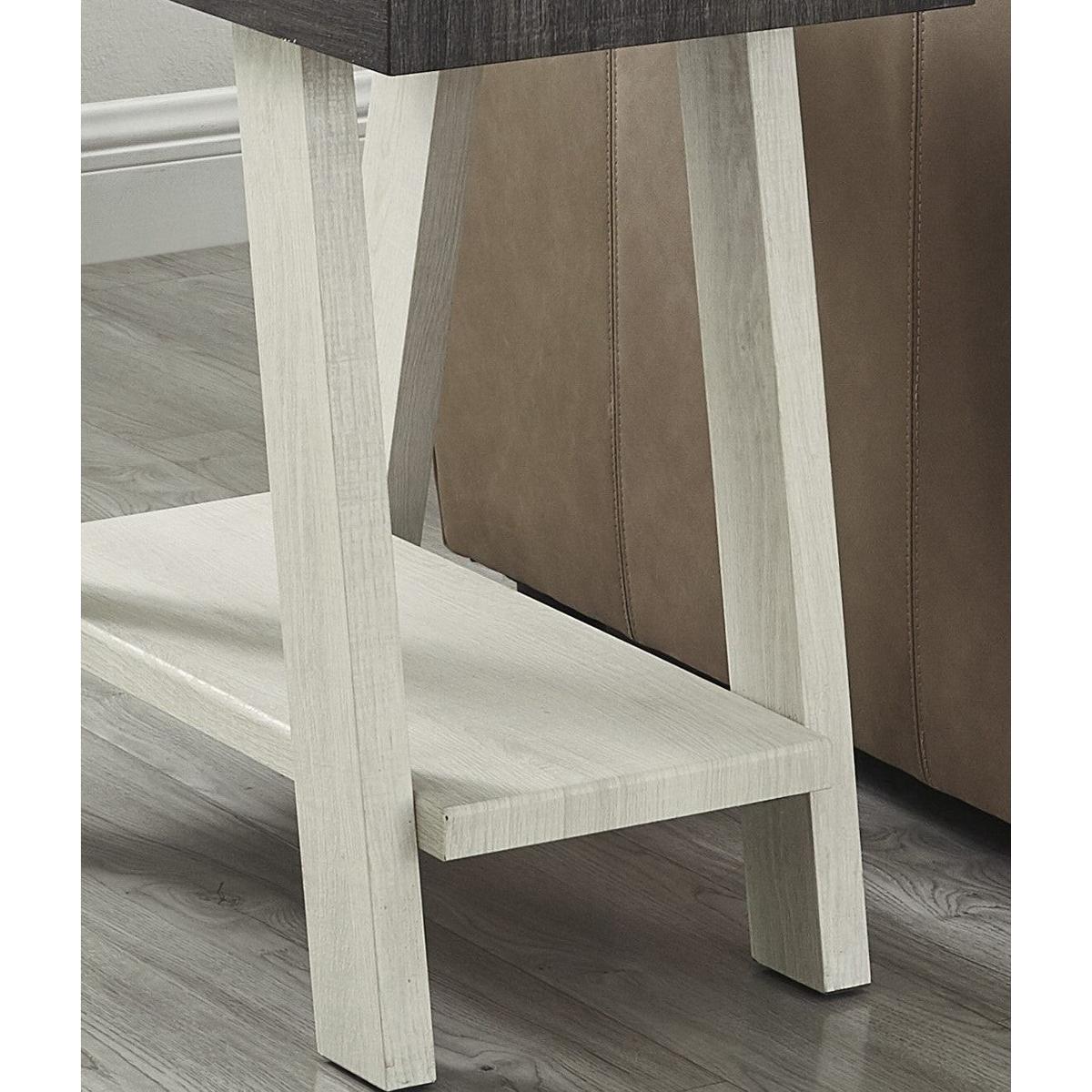 Athens Contemporary Two-Tone Wood Shelf Side Table in Weathered Charcoal and Beige