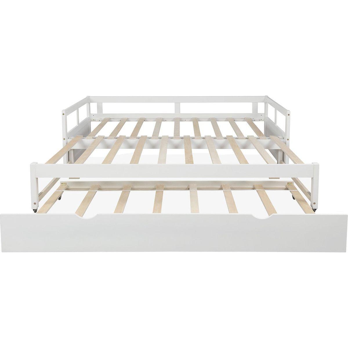 Extending Daybed with Trundle, Wooden Daybed with Trundle, White