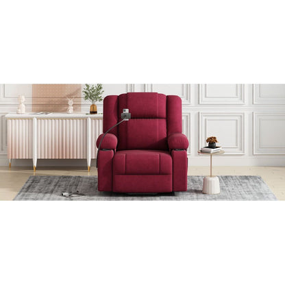 Power Lift Recliner Chair Electric Recliner for Elderly Recliner Chair with Massage and Heating Functions, Remote, Phone Holder Side Pockets and Cup Holders for Living Room, Red