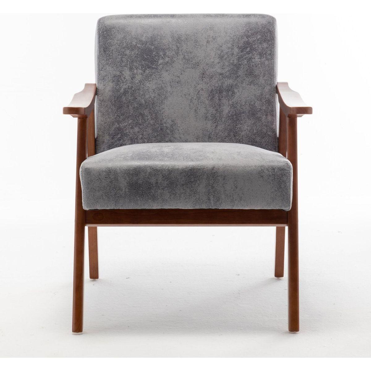 Mid-Century Modern Chair, Living Room Chair with Solid Wood Frame, Accent Chair Extra-Thick Backrest, Wingback Chair for Bedroom, Reading Room, Living Room, Lounge Chair Indoor