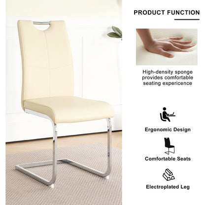 Modern PU dining chair living room chair upholstered chair, electroplated metal legs design, kitchen, living room, bedroom, dining room side chair (Set of 2)