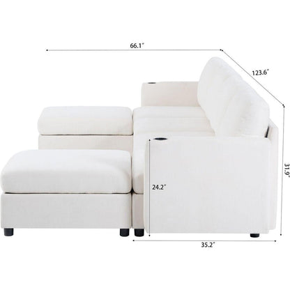 Modern Large Sectional Sofa, U-Shape Modular Sectional Couch with Storage Function,123" Sofa Bed with Ottoman,6 Seat Sectionals Chaise for Living Room,Chenille