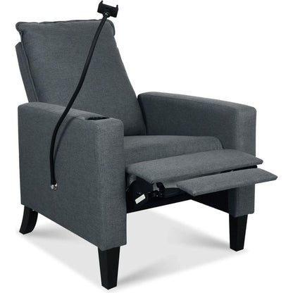 Recliner Chairs for Adults, Adjustable Recliner Sofa with Mobile Phone Holder & Cup Holder, Modern Reclining Chairs Fabric Push Back Recliner Chairs for Living Room, Bedroom, Gray