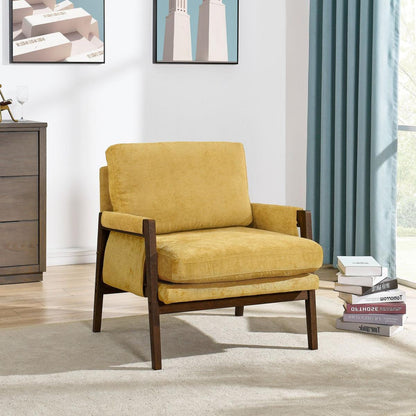 Kelly Mid-Century Modern Velvet Accent Armchair, Yellow