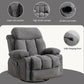 Swinging recliner massage heated sofa, with USB and 2 cup holders in side pockets, PackageA+B (gray fabric)