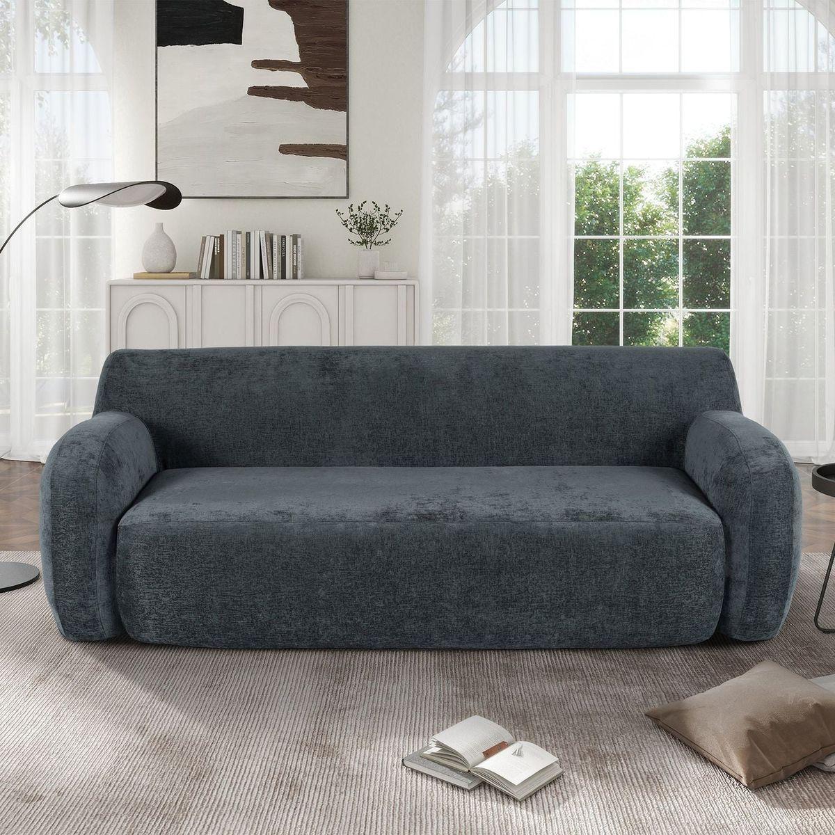 81.5" Minimalist Compression Sofa, Curved Design, 3-Seater Casual Sofa for Living Rooms, Bedrooms, and Apartments