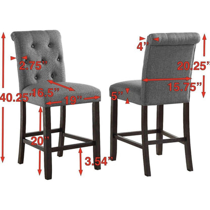 Leviton Solid Wood Tufted Asons Counter Height Stool, Set of 2, Tan