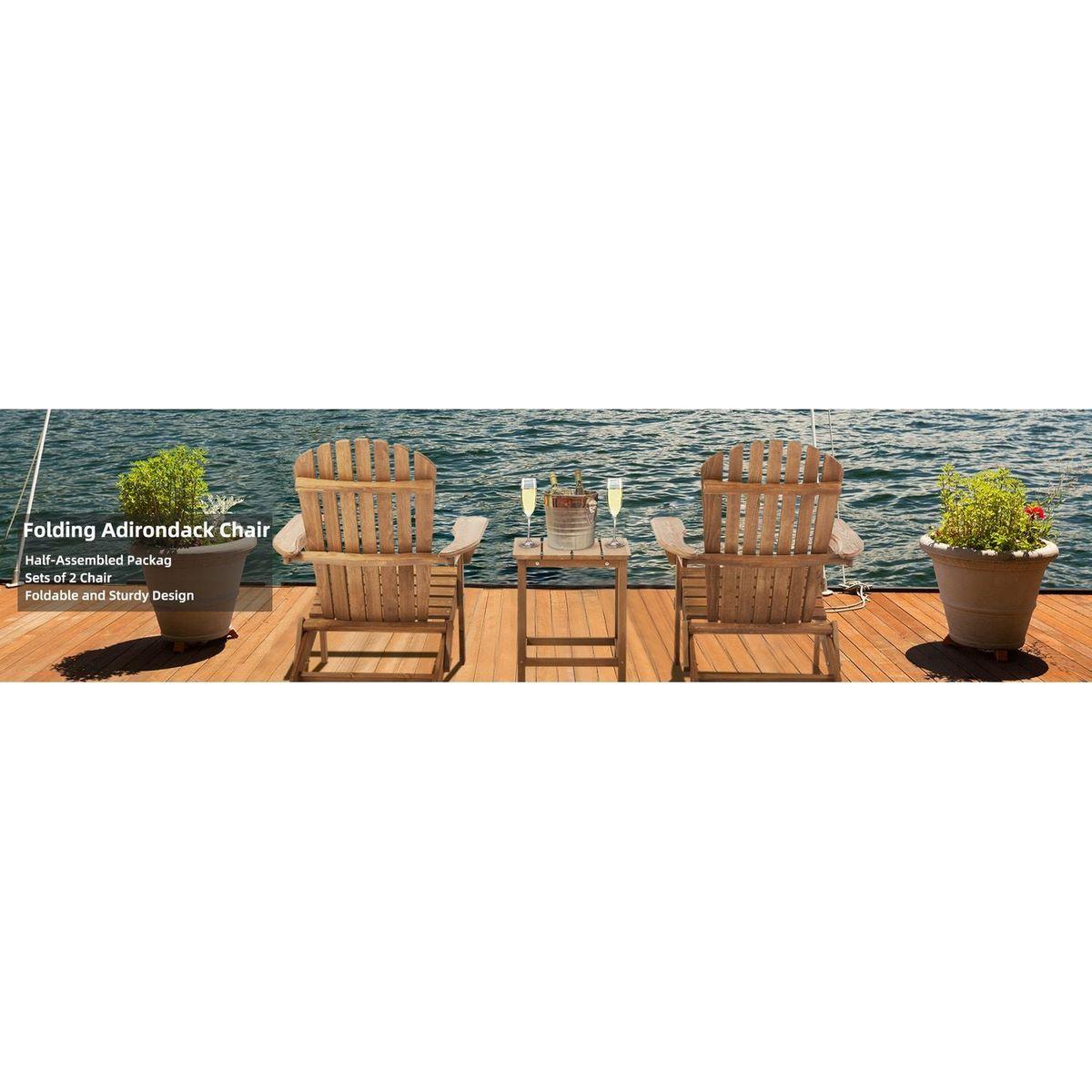 Wooden Outdoor Folding Adirondack Chair Set of 2 Wood Lounge Patio Chair for Garden,Garden, Lawn, Backyard, Deck, Pool Side, Fire Pit,Half Assembled