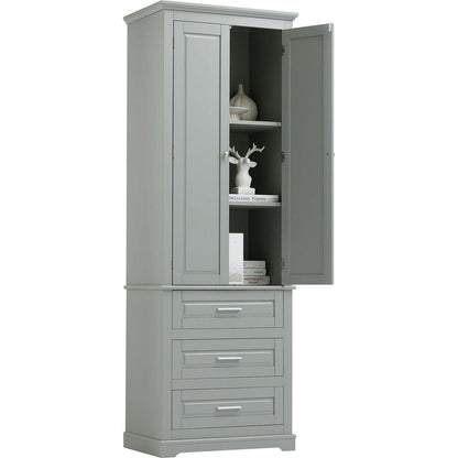 Tall Storage Cabinet with Three Drawers for Bathroom/Office, Grey