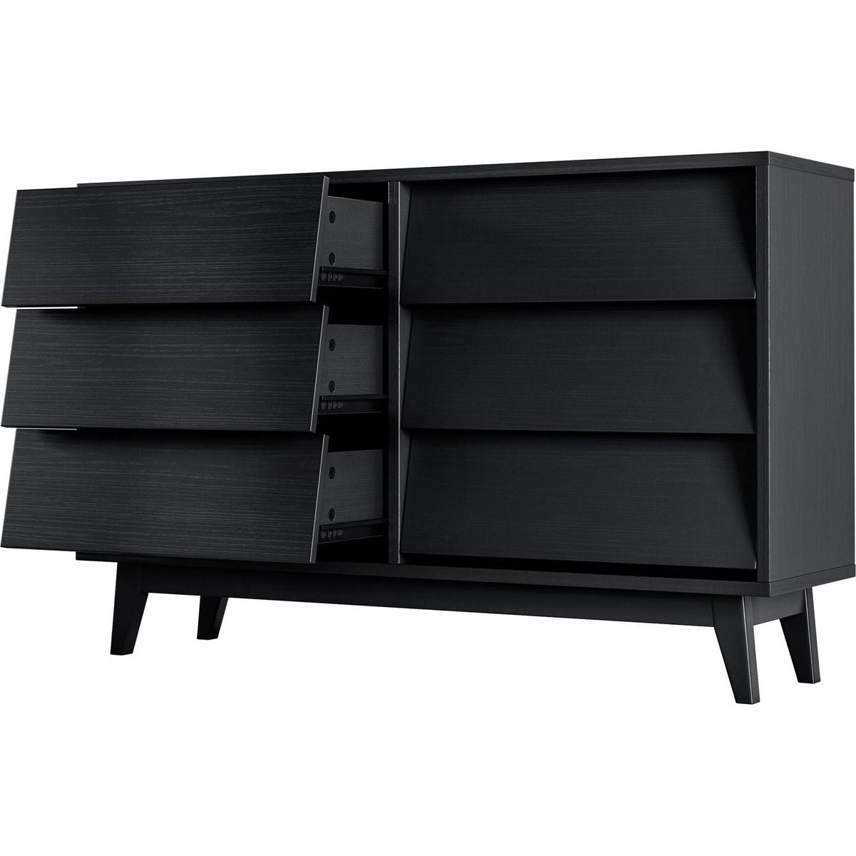 6 Drawer Double Dresser Features Vintage-style and Bevel Design