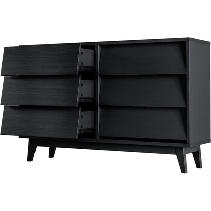 6 Drawer Double Dresser Features Vintage-style and Bevel Design