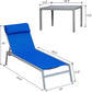 Patio Chaise Lounge Set, 3 Pieces Adjustable Backrest Pool Lounge Chairs Steel Textilene Sunbathing Recliner with Headrest (Blue.2 Lounge Chairs+1 Table)