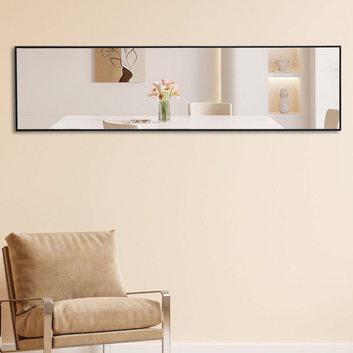 4rd generation black solid wood frame full length mirror, dressing mirror, bedroom porch, decorative mirror, clothing store, floor to ceiling mirror, wall mounted. 58 inches x 15 inches