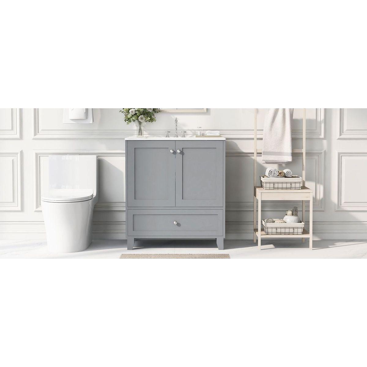 30" Premium Bathroom Vanity Set with Ceramic Sink and Ample Storage Space - Ideal for Small Bathrooms