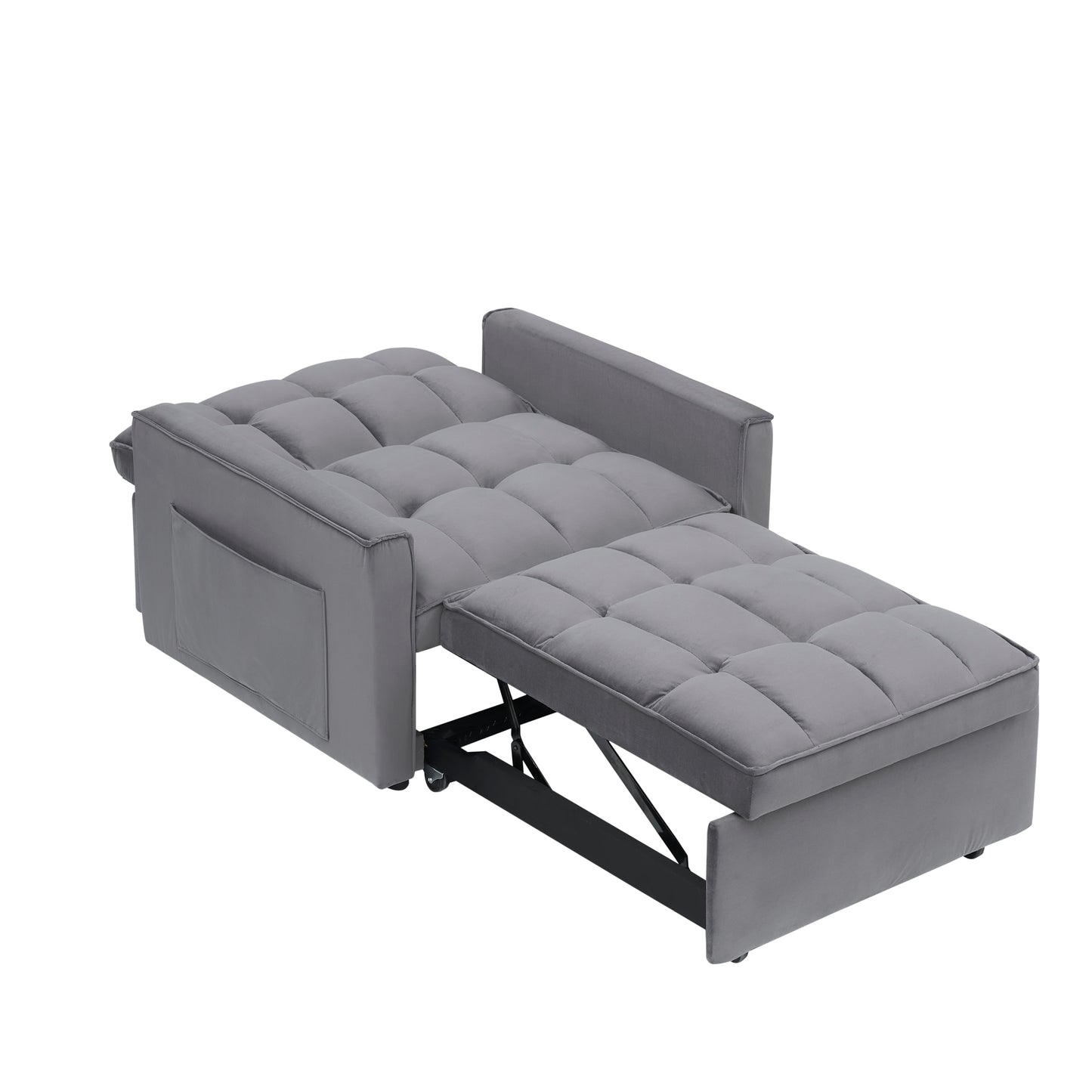 Sofa bed chair 3 in 1 convertible, recliner, single recliner, suitable for small Spaces with adjustable back black dark grey