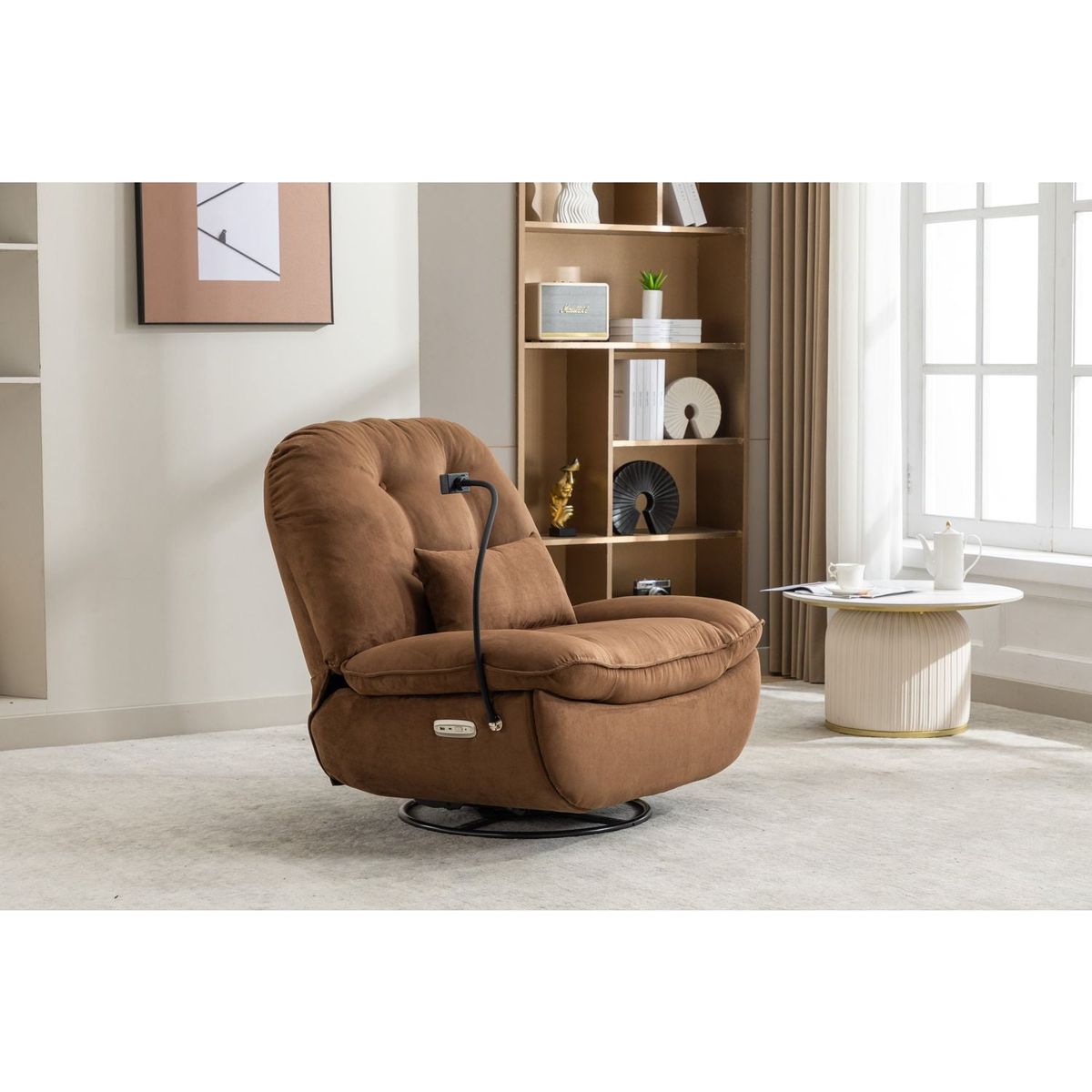 Power Recliner Swivel Glider USB Charger With Bluetooth Music Player Different Function Sleep Working Game and Leisure Model Grey