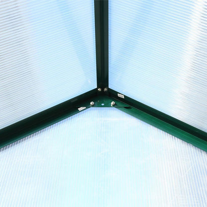 6.3'x4.2'x7' Polycarbonate Greenhouse, Heavy Duty Outdoor Aluminum Walk-in Green House Kit with Rain Gutter, Vent and Door for Backyard Garden, color green