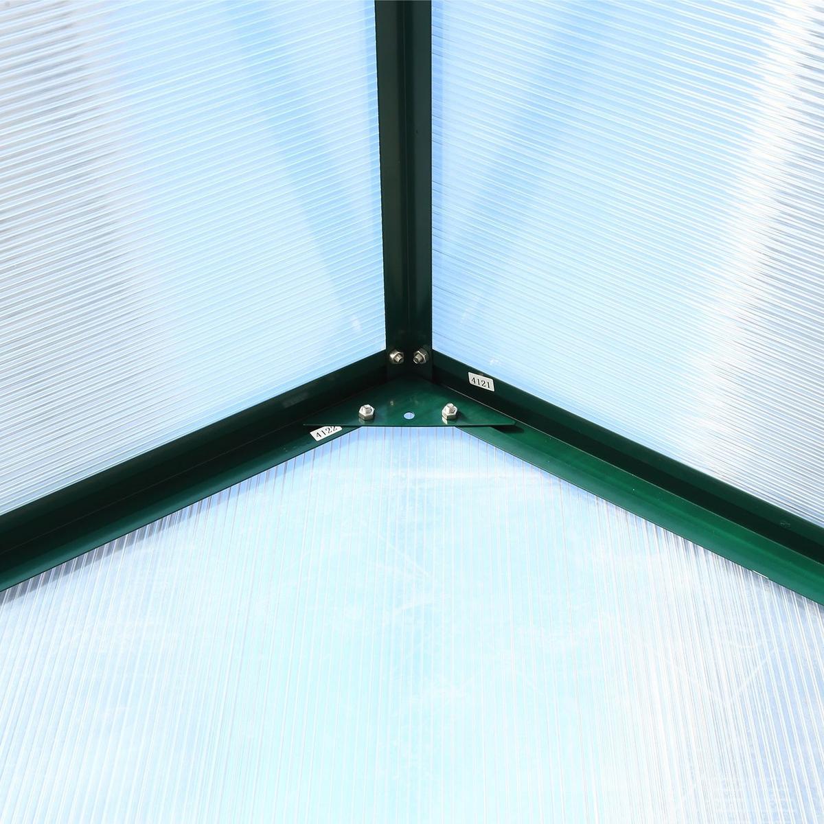 6.3'x12.2'x7' Polycarbonate Greenhouse, Heavy Duty Outdoor Aluminum Walk-in Green House Kit with Rain Gutter, Vent and Door for Backyard Garden, color green